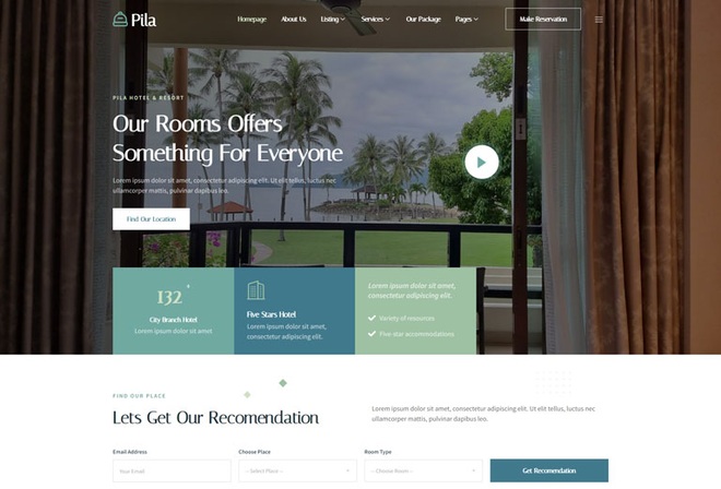 Pila - Hotel & Resort Elementor Template Kit
