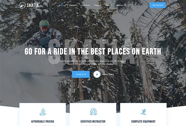 Skatia - Ski Resort & Snowboard Classes Elementor Template Kit