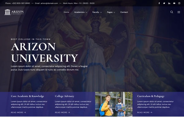 Arizon – College & University Elementor Template Kit