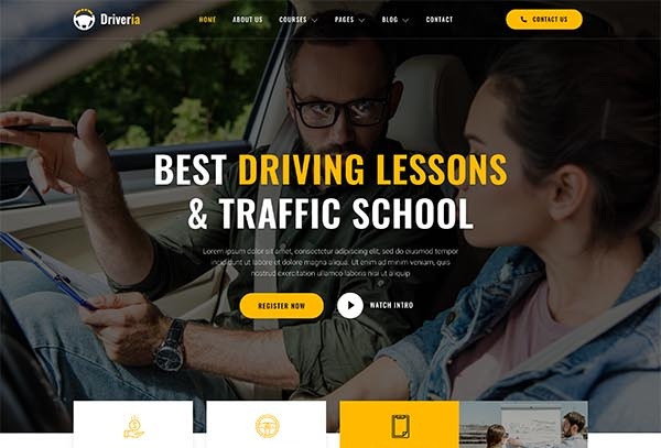 Driveria – Driving Course & Traffic School Elementor Template Kit