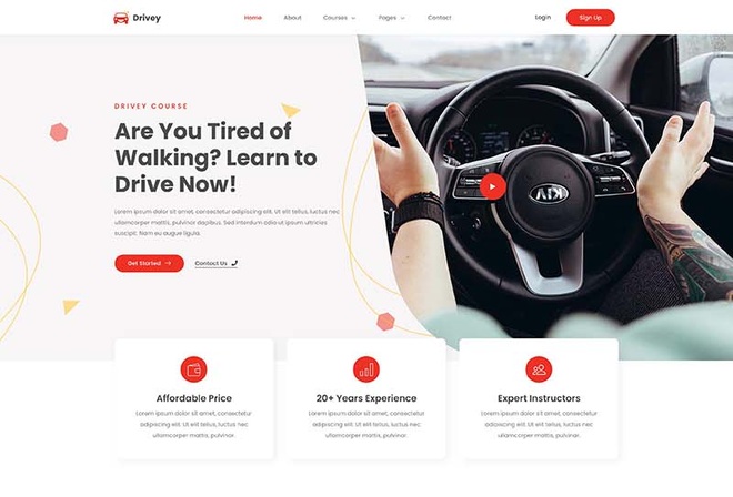 Drivey - Car Driving Course Elementor Template Kit