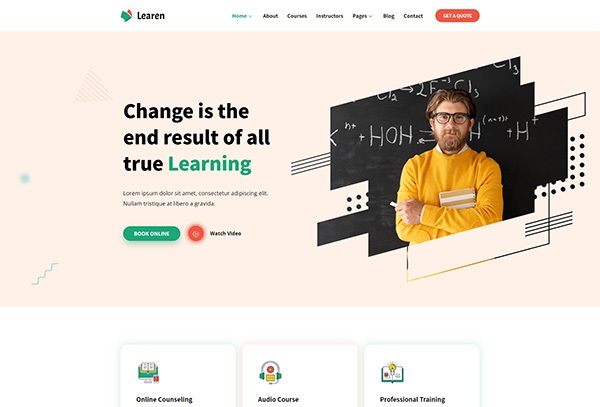 Learen - E-Learning & Online Courses Elementor Template Kit