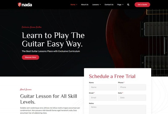 Nada - Template Kit For Guitar Lessons, Course