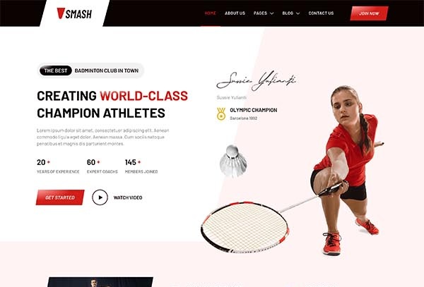 Smash – Badminton School & Sports Club Elementor Template Kit