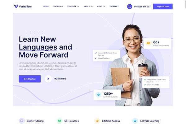 Verbalizer – Language Courses & Learning Center Elementor Template Kit