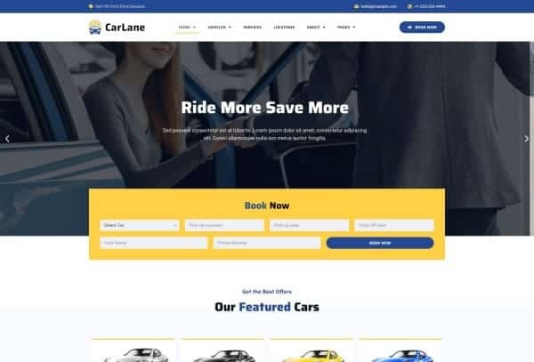 CarLane - Car Rental Elementor Template Kit