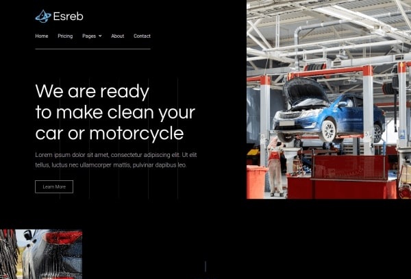 Esreb - Car and Motorcycle Wash Elementor Template Kit