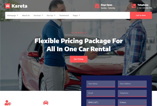 Kareta - Car Rental Services Elementor Template Kit