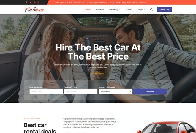 Mobirentz - Template Kit for Car Rental Service