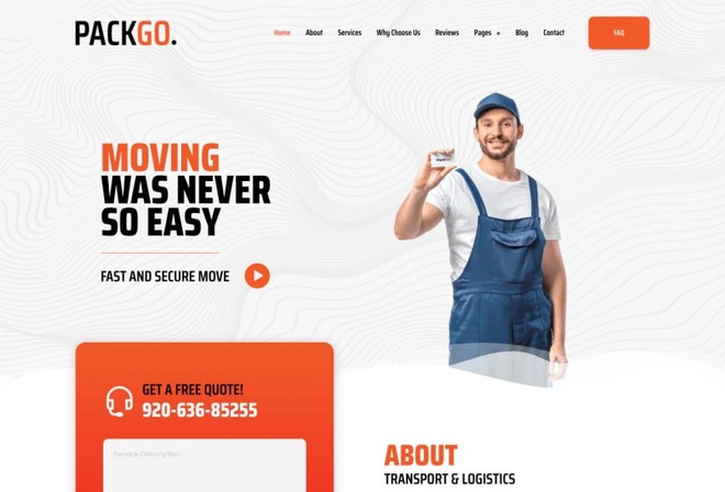 PackGo - Moving Transport Logistics Elementor Template Kit