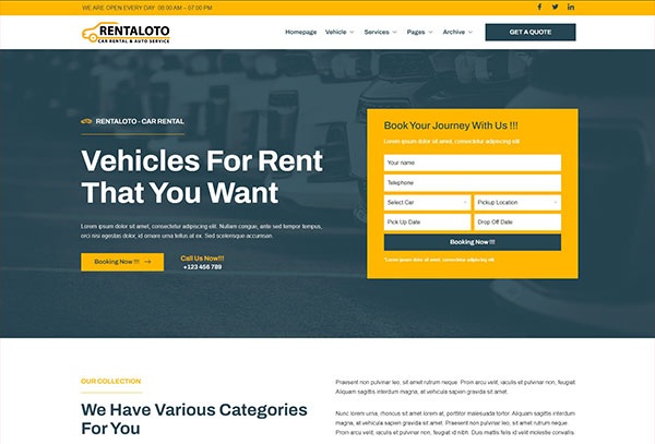 Rentaloto - Car Rental & Auto Service Elementor Template Kit