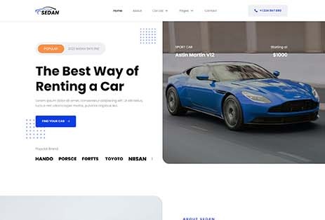 Sedan - Car Rental Elementor Template Kit