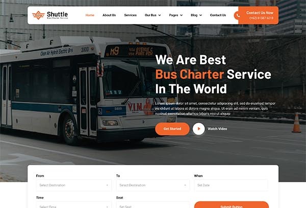 Shuttle – Bus Charter Service & Transport Company Elementor Template Kit