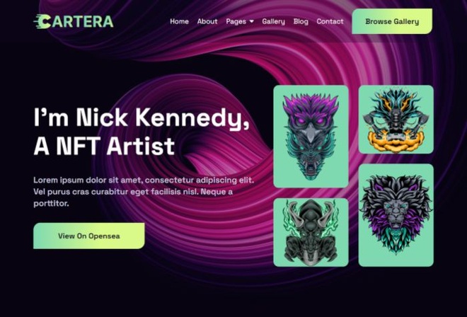Cartera - Personal NFT Portfolio Elementor Template Kit