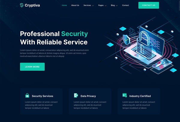 Cryptiva – Cyber Security Services Elementor Template Kit