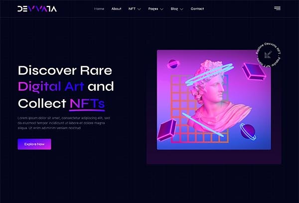 Devvata – NFT Portfolio Elementor Template Kit