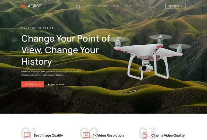 Aerist - Drone Aerial Video & Photography Elementor Template Kit