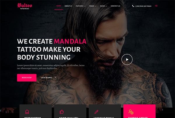 Baltoo – Tattoo Studio and Artist Elementor Template Kit