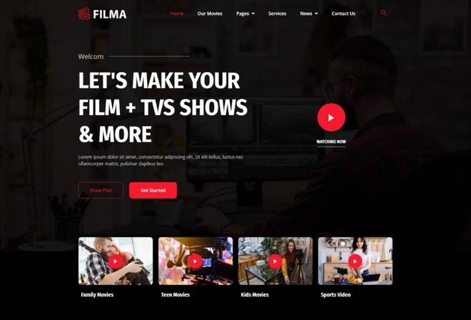 Filma - Film Maker & Movie Streaming Services Elementor Template Kit
