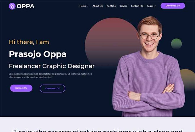 Oppa - Personal Portfolio Template Kit