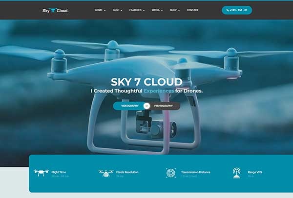 Sky & Cloud - Drone Aerial Photography and Videography Elementor Template Kit