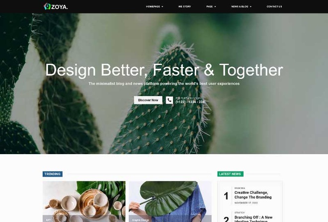 Zoya - Minimal Blog & News Elementor Template Kit