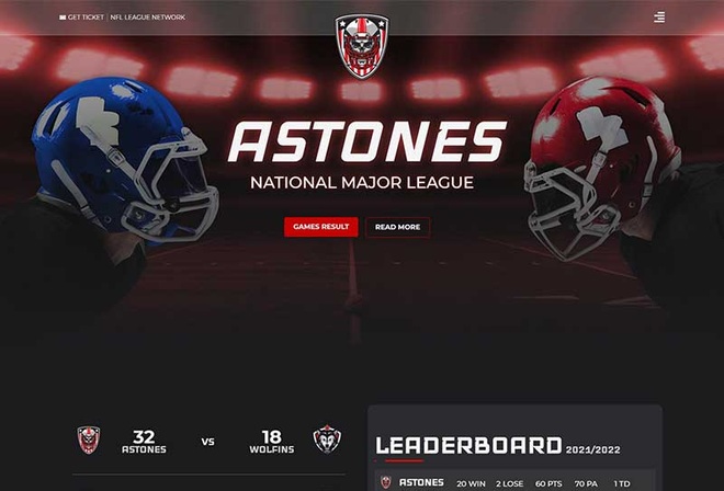 Astones - American Football Team & Sport Elementor Template Kit