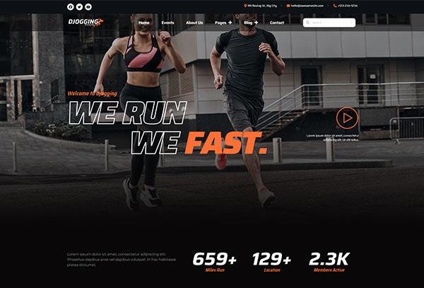 Djogging - Running Club, Marathon & Sport Elementor Template Kit
