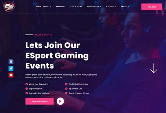 Junio - E - Sport Events & Streamer Elementor Template Kit