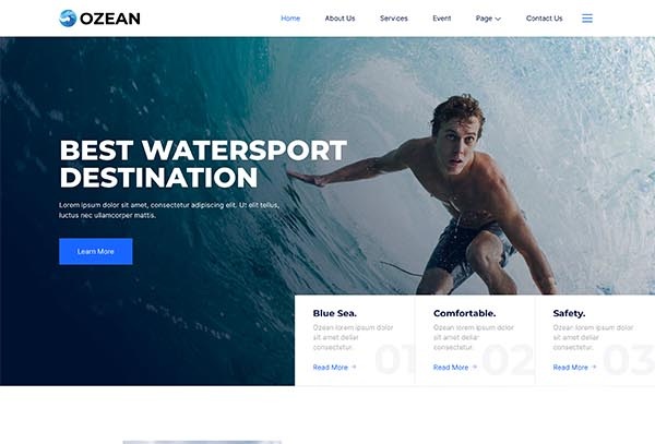 Ozean – Water Sports & Surfing Elementor Template Kit