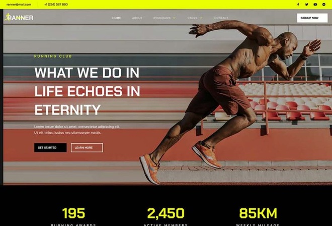 Ranner - Running Club, Marathon & Sports Elementor Template Kit