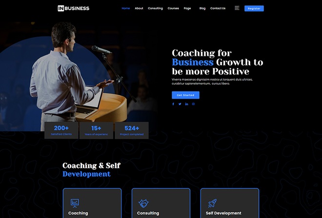 Inbusiness - Coaching Business elementor Template kit