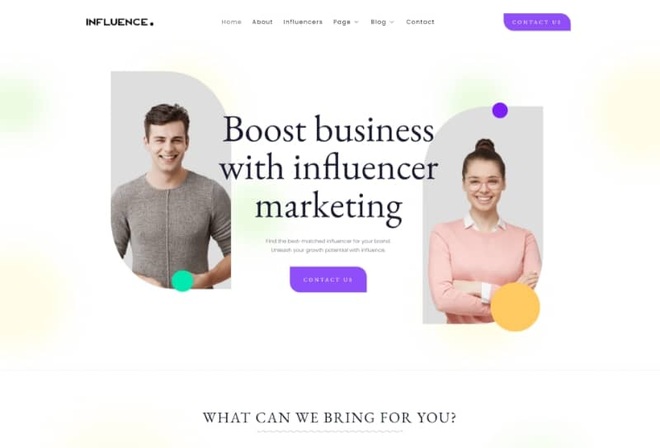 Influence - Influencer Marketing Template Kit