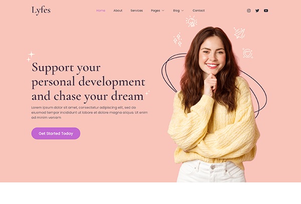 Lyfes – Feminine Life Coach & Speaker Elementor Template Kit