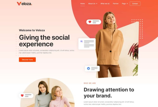 Veloza - Template kit for influencer or talent agency