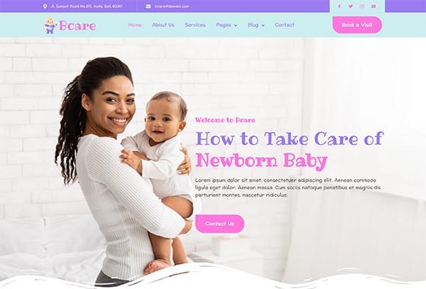 Bcare – Baby Care Services Elementor Template Kit
