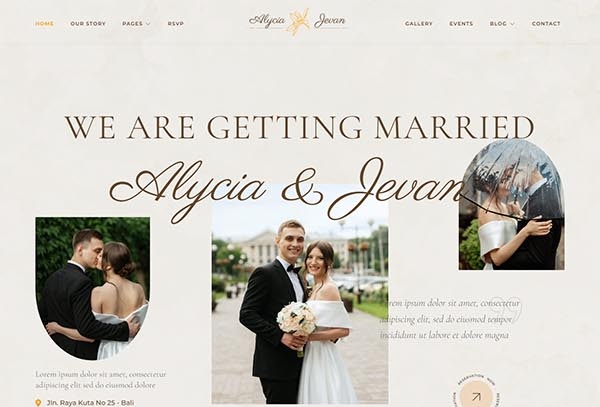 Alycia and Jevan – Wedding Invitation & RSVP Elementor Template Kit