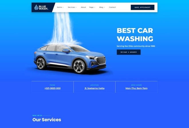 Bluewash - Car Washing & Cleaning Services Template Kit