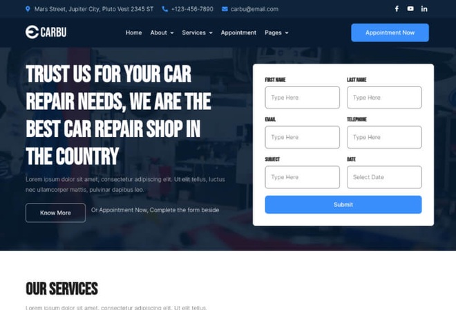 Carbu - Car Repair Elementor Template Kit