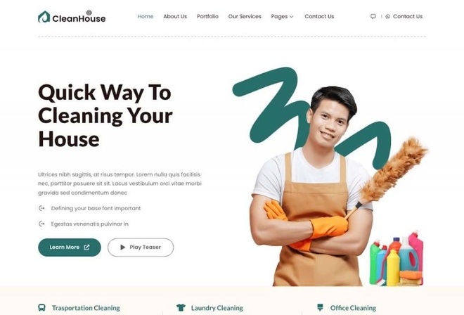 Cleanhouse - Cleaning Service Elementor Template Kit