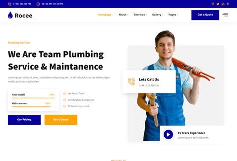 Rocee - Plumbing Service & Maintanence Elementor Template Kit