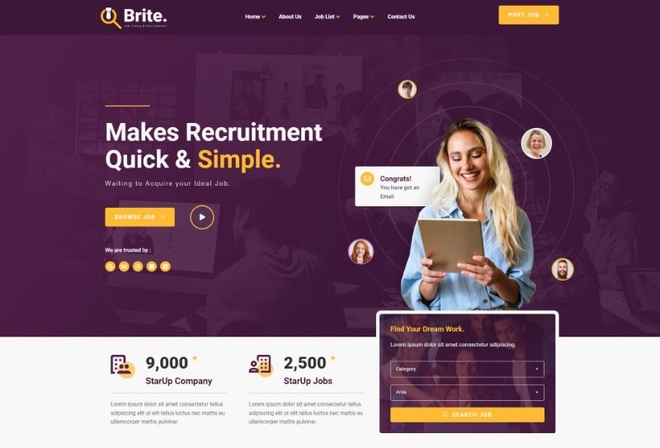 Brite - Job Listing & Recruitment Elementor Template Kit