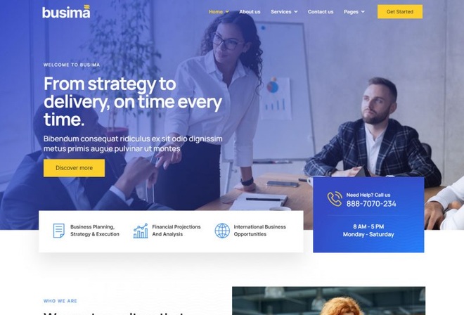 Busima - Template kit for Business Consultant