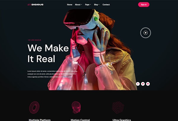 Digious - Virtual Reality Services Elementor Template Kit