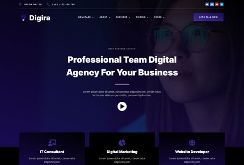 Digira - Digital Agency Services Elementor Template Kit