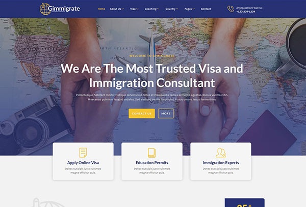 Gimmigrate - Immigration & Visa Consulting Elementor Template Kit