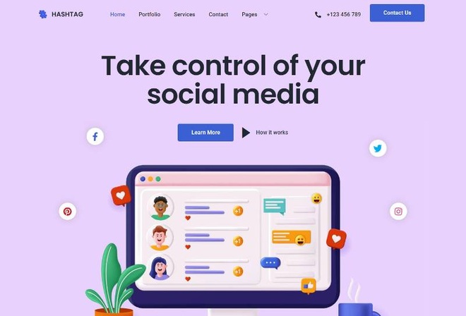 Hashtag - Social Media Agency Elementor Template Kit