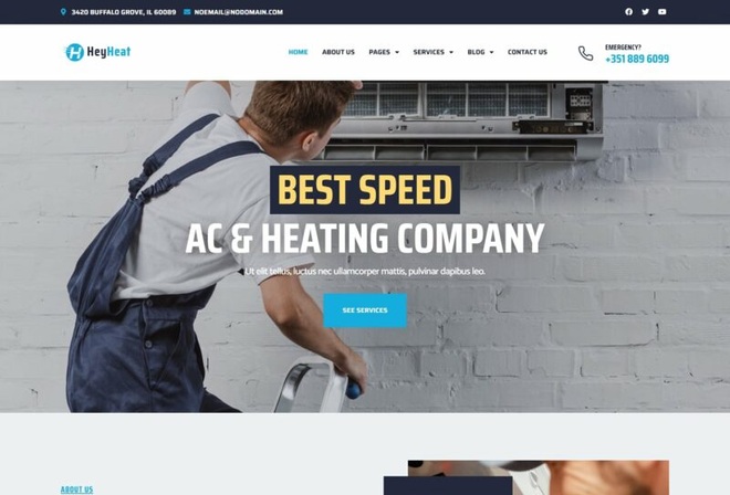 Heyheat - Air Conditioner Services Elementor Template Kit