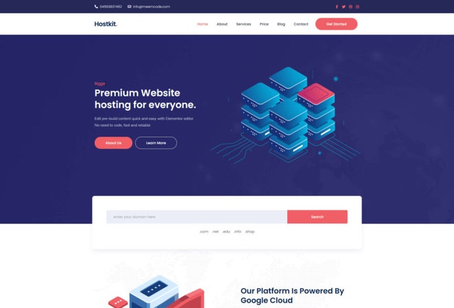 Hostkit - Hosting Services Elementor Template Kit