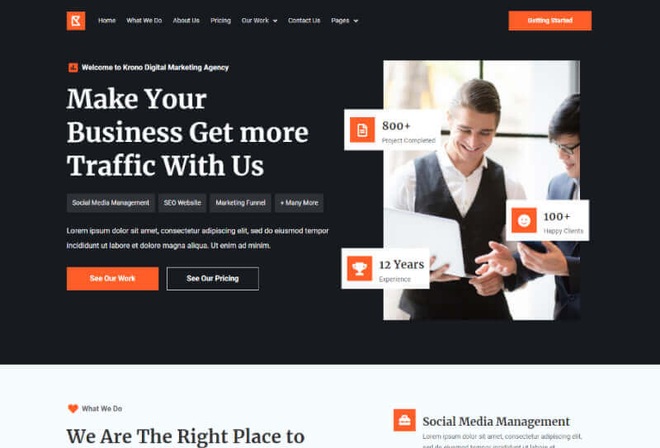 Krono - Digital Marketing Agency Elementor Template Kit